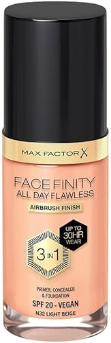 Max Factor Facefinity All Day Flawless - Base líquida 3 en 1, fórmula ligera sin aceite con SPF 20, caramelo cálido 087, 1.0 fl oz