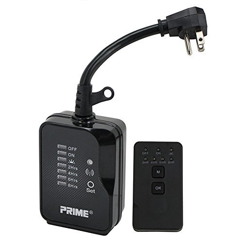 Prime Outdoor Electronic Timer with 2 Grounded Plugs and Remote Control
