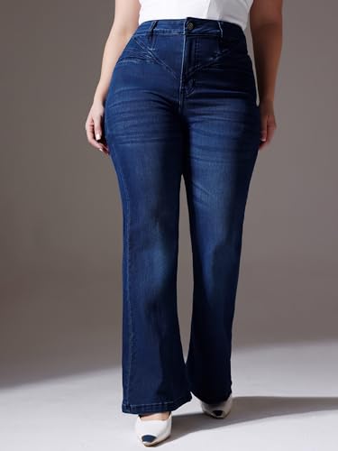 Image of Miss Chase A+ Women's Bootcut High Rise Regular Length Stretchable Denim Jeans