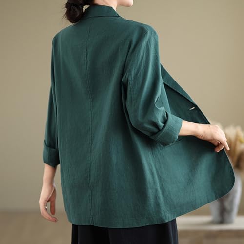 MINTLIMIT Womens Linen Blazer Summer 3/4 Sleeve Notch Lapel Work Office Suit Casual Button Blazers Jackets with Pockets3