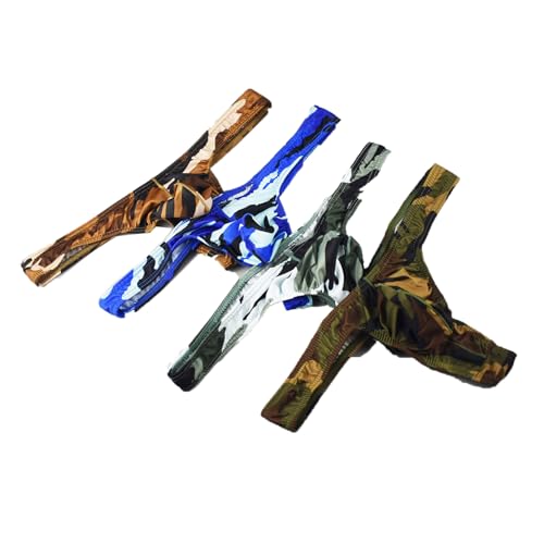 Mens Camouflage Printed Thong Panties T-back Underwear Gay Sexy Bugle Convex Briefs