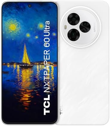 Smart phone 6 TCL NXTPAPER 60 Ultra 5G, Smartphone Android 7,2 Pouces FHD+ Écran NXTPAPER 120 Hz, 12 Go de RAM + 256 Go de Stockage, Affichage Papier protégeant Les Yeux, Batterie 5000 mAh, Blanc Lunaire