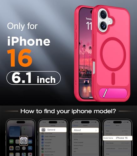 Image of Magnetic Compatible with iPhone 16 Case, [Built-in Invisible Kickstand][Compatible with MagSafe][Military Grade Shockproof] Slim Translucent Matte Phone Case for iPhone 16 6.1 inch