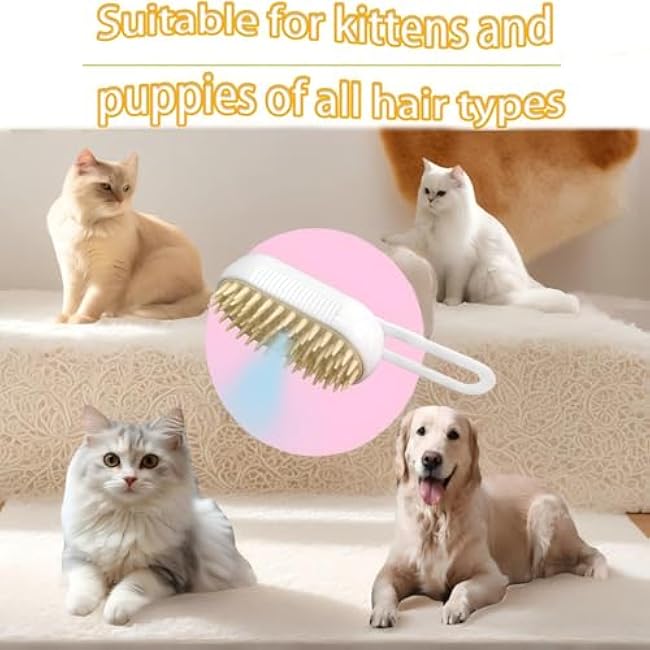 Cat Hair Brush, Dog Hair Brush, Cat Steam Brush, Rechargeable Steam Brush for Cats and Dogs, Skin Friendly Deshedding Grooming Tool for Dogs Cats With Pet Supplies Accessories-N3ZoTq26