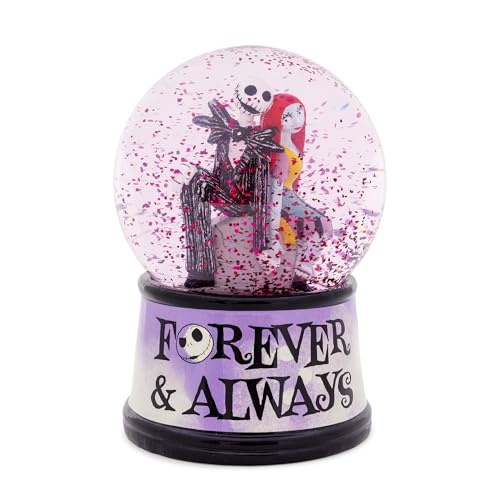 Disney The Nightmare Before Christmas Forever & Always Light-Up Snow Globe with Swirling Glitter Display | 6 Inches Tall