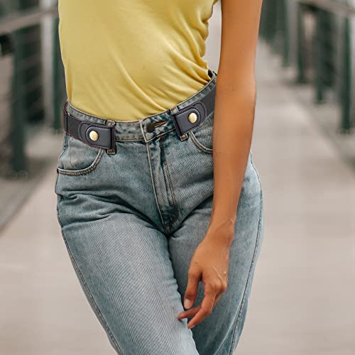 2 Pack No Buckle Free Elastic Belt for Women Men, Comfortable Adjustable Invisible Stretch Waist Belt for Jeans Shorts Pants - Image 3