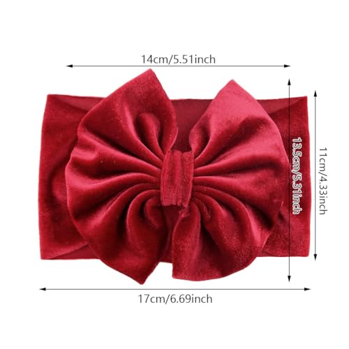 Valentines Bow Headband for Baby Girls Pink Red Love Heart Hair Bow Hairband Toddler Kids Velvet Bowknot Headwrap Stretchy Wide Turban Hair Accessories TSFD61 (Red Heart Set, Onesize)4