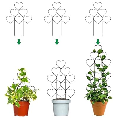Plant Trellis for Climbing Plants Indoor Outdoor, Trlzey 3 Pack Stackable Metal Trellis - Small Garden Trellis for Potted Plants, Vine Support for Ivy, Flowers, DIY Home Deco