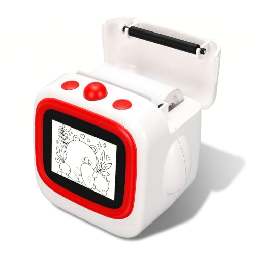 Image of AI Voice Sticker Printer, Smart Thermal Printer with Bluetooth, 2.4 Inch Preview Screen, Inkless Technology, Black and White Print, Custom Plays