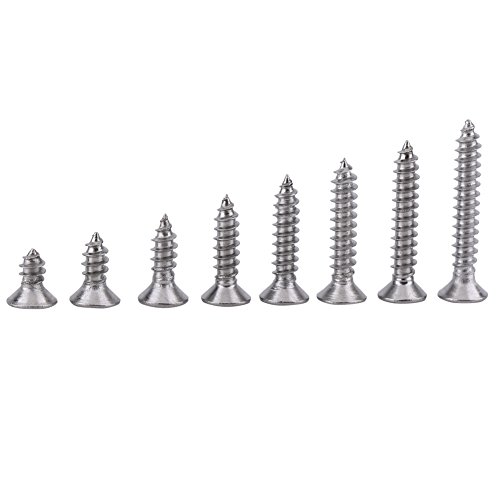 200 tornillos autorroscantes de acero inoxidable cabeza plana