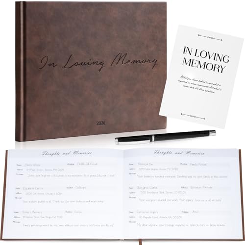 Image of Funeral Guest Book - Celebration of Life Guest Book with Rollerball Pen for Memorial Service - Funeral Memory Sign in Books for Over 300+ Guests - Funeral Decorations with In Loving Memory Table Sign