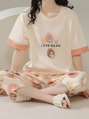 Image of Louis Luxe Womens Korean Night Dress || Full Pyjama Set || Korean Nightsuit || Women Nightwear ||Round Neck Full Sleeve Nightsuit || Loungewear || Everyday Nightdress (ND-17)