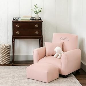 Generic Kids Personalized Chair, Personalized Kids Upholstered Rocking Chair, Toddler Chair with Personalized Name, Comfy Kids Armchair, Kids Chair with Personalization (Blush Suede, Legs), KC100L-PN Generic Kids Personalized Chair Personalized Kids Upholstered Rocking Chair Toddler Chair with Personalized Name Comfy Kids Armchair Kids Chair with Personalization Blush Suede Legs KC100L PN