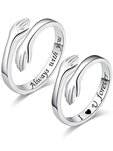 2Pcs Hug Rings for Women Men Hand Band Statement Rings ...