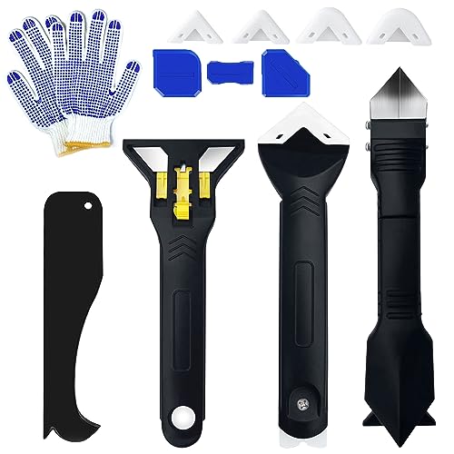 Kit de Removedor de Silicona,Herramientas de Calafateo,3 en 1 Eliminador Aplicador Silicona,Rascador Selladores para Baño,Cocina