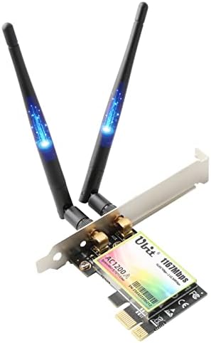 Ubit Scheda wireless 11AC1200A PCIe, fino a 1200 Mbit/s, Scheda Adattatore WiFi WLAN Gigabit Wireless a Doppia Banda, Scheda WiFi PCIe per Giochi Desktop/PC