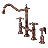 Kingston Brass KS127AXBSAC Heritage Bridge Kitchen Faucet, Antique Copper, 11.19 x 8.56 x 13.13