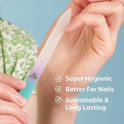Bona Fide Beauty Czech Glass Nail File for Natural Nails, Single Crystal Nail File with Hardcase. Made in The EU. (Green Violet) - Image 4