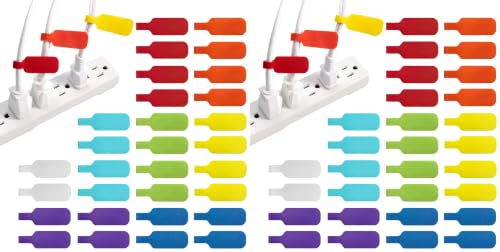 Image of Wrap-It Storage - Cable Labels, Medium, Multi-Color (60-Pack) Write On Cord Tags for Wire Management and Identification