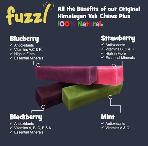 Image of Yak Cheese Himalayan Dog Chews Multi Flavor 4 Pack Blueberry Black Berry Strawberry Mint Natural Dog Treats Yak Chews No Hide Dog Food Long Lasting Dog Dental Sticks Milk Chews Cheese Stick