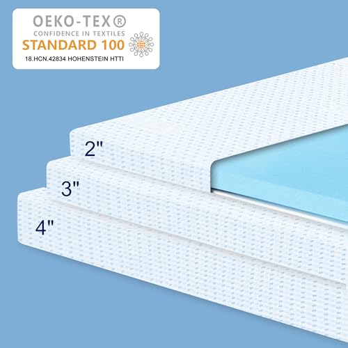 Subrtex 3 INCHES Inch Gel-Infused Memory Foam Mattress Topper High Density Cooling Bed Topper Pad Removable Fitted Cover Certipur-Us Certified thumb #2