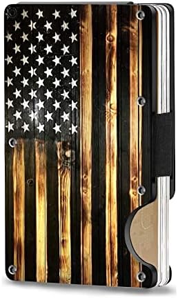 Carbon Fiber Minimalist Credit Card Holder & Money Clip Wallet for Men - Slim Rfid Wallet Easily Removable Money Clip for Men - Bifold Rfid Blocking Minimalist Slim Wallet (Vintage Flag)