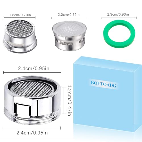 BOETOADG 4PCS Faucet Aerator, 2 Packs of Aerator Filter Replacement Parts, With Brass Housing 15/16 Inch 24mm External Thread Aerator Faucet Filter, With Gasket, For Kitchen and Bathroom