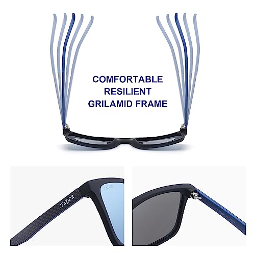 Image of Men's Polarized Sunglasses, Square Rubber Frame Carbon Fiber Temple Fishing Driving Sun Glasses UV Protection RFS8205