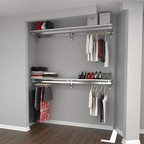 Arrange A Space RCMBX Premium 60" Top and Bottom Shelf/Hang Rod Kits White Closet System