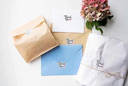 Thank You Stickers - Roll Of 500 Labels With Pink Hearts - 1.5 X 1.25" - Cute Mailing Business Shipping Supplies- Small Business - Envelope Seals #TOP6