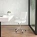 Flash Furniture Whitney Mid-Back Swivel LeatherSoft Desk Chair with Padded Seat and Armrests, Adjustable Height Padded Office Chair, White/Chrome