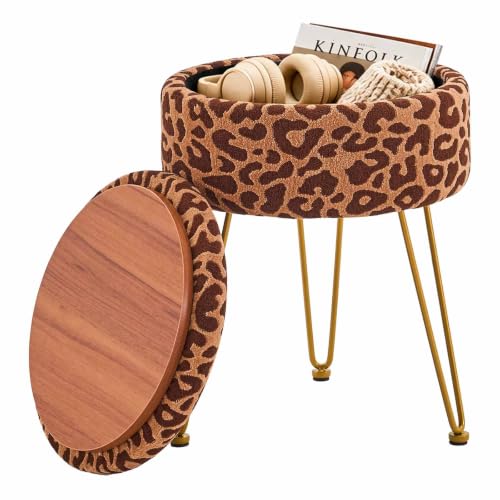 Image of Ottomans Round Ottoman with Storage Footstools Vanity Chair