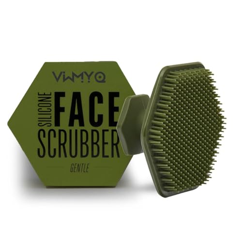 Image of VWMYQ Face Scrubber, Silicone Face Scrubber for Men, Gentle Exfoliator Pad & Massager, Facial Cleansing /Wash Brush - Removes Dead & Dry Skin (Army, Hexagon)