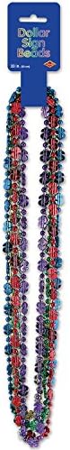 Beistle 33" Dollar Sign Plastic Party Bead Necklaces, 6 Pieces image 3