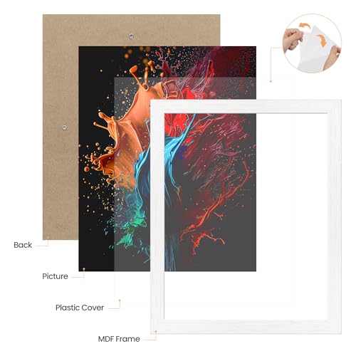 Image of upsimples 11x14 Picture Frame, Wall Gallery Photo Frames with Engineered Wood, White 1 Pack