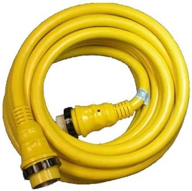 Marinco 6152SPP-25 PowerCord PLUS Marine 4-Wire Electrical Shore Power Cordset with LED Power Indicator Light (50-Amp, 125/250-Volt, 25-Feet, Yellow) by Marinco