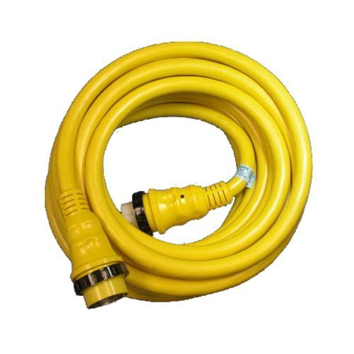 Marinco 6152SPP-25 PowerCord PLUS Marine 4-Wire Electrical Shore Power Cordset with LED Power Indicator Light (50-Amp, 125/250-Volt, 25-Feet, Yellow)