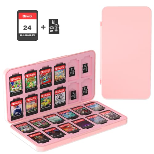 PURBHE Switch Game Case for Nintendo Switch 1 &amp; 2 Card, Portable Nintendo Switch Game Holder with 24 Cartridge Slots and 24 Micro SD Card Slots,Accessories for Nintendo 1 and 2 Switch