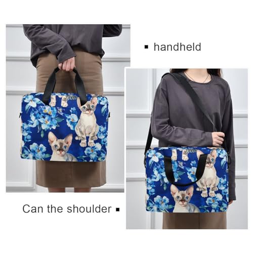 Maletín para laptop 15.6 pulg azul con estampado gato miniatura 2