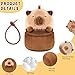 elephtree Creative Capybara Plush Doll Coin Wallet Purse Charms Portable Bag Hanging Decoration Earbuds Case Cute Mini Small Wallets for Women