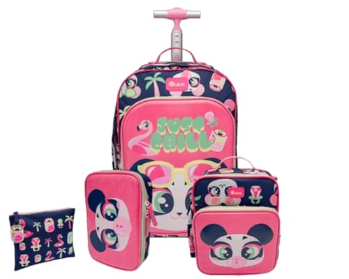 Kit Mochila Grande Com Rodinha Panda Miami Puket