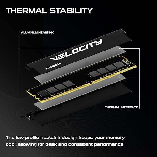 Image of A-Tech Velocity RAM 32GB DDR4 3200MHz (PC4-25600) XMP 2.0 UDIMM 1.2V Non-ECC DIMM 288-Pin Desktop Computer Gaming Memory - AV32G4D32X