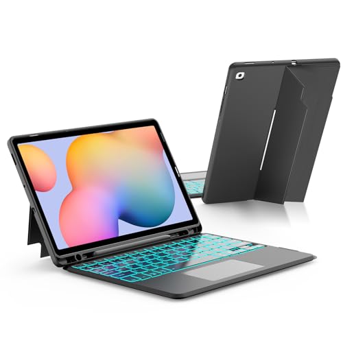 Image of JUQITECH Trackpad Keyboard Case for Samsung Galaxy Tab S6 Lite 10.4 inch 2024 /2022 /2020, Tablet Soft Kickstand Cover Case with Magnetic Wireless Backlit Touchpad Keyboard SM-P620 /P625 /P610 /P613 /P615 /P619