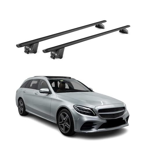 OMAC Dachträger Grundtäger für Mercedes C Klasse S205 Kombi 2015-2021 Aluminium ABE 100kg Schwarz 2tlg Geschlossene Reling für Fahrradträger, Dachboxen, Skiträger Schwerlast-Abschließbar OMAC Dachträger Grundtäger für Mercedes C Klasse S205 Kombi 2015-2021 Aluminium ABE 100kg Schwarz 2tlg Geschlossene Reling für Fahrradträger, Dachboxen, Skiträger Schwerlast-Abschließbar