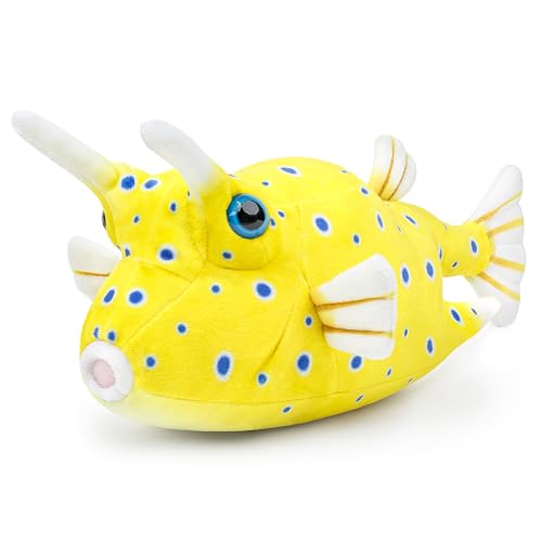 Peluche poisson-vache jaune de 28 cm pour décoration de chambre d'enfant