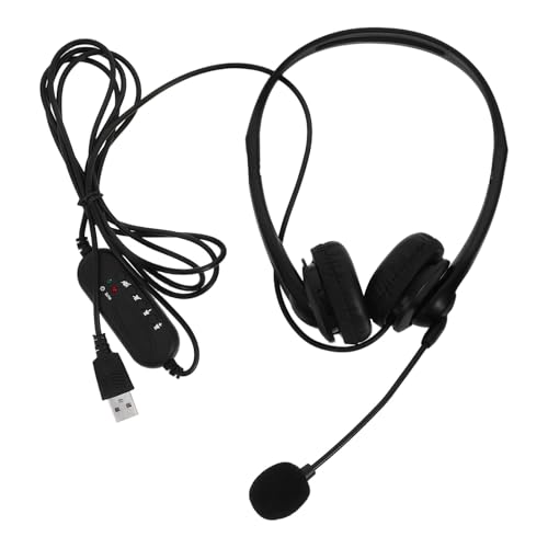 FONDOTIN Auriculares con Micrófono USB Cableados Supraaurales Negros Cancelación de Ruido Mejorada Cómodos para Oficina Seminarios Web y Llamadas Profesionales Compatibles con PC y