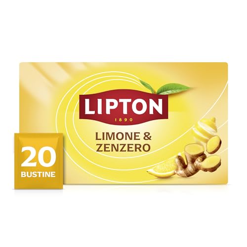 Lipton Limone e Zenzero, infuso naturalmente senza caffeina, Infusi alla frutta e alle erbe, Confezionati singolarmente, 20 filtri