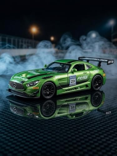 Image of Happy Hues Die-Cast Metal Toy Car 1:32 Scale - Premium Racing Model with Opening Doors & Durable Alloy Body, Best Collectible Gift for Kids (Green)