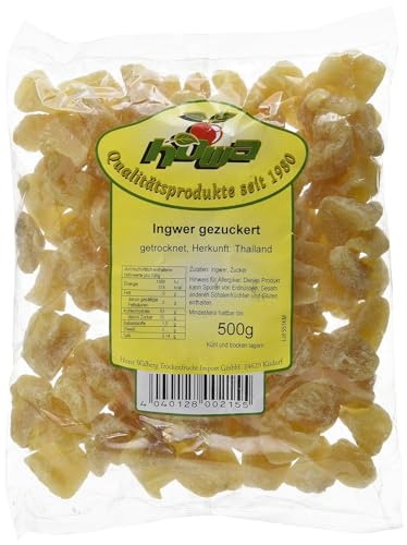 Preisvergleich Produktbild HOWA Ingwerstücke 500 g - leicht kandiert, getrocknet, unbehandelt, ungeschwefelt - Ingwer aus Thailand - Ingwerwürfel sehr aromatisch