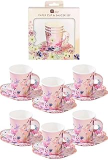 TalkingTablesBlossomTea Party Paper Cups and SaucersPack of 12Mixed Colours